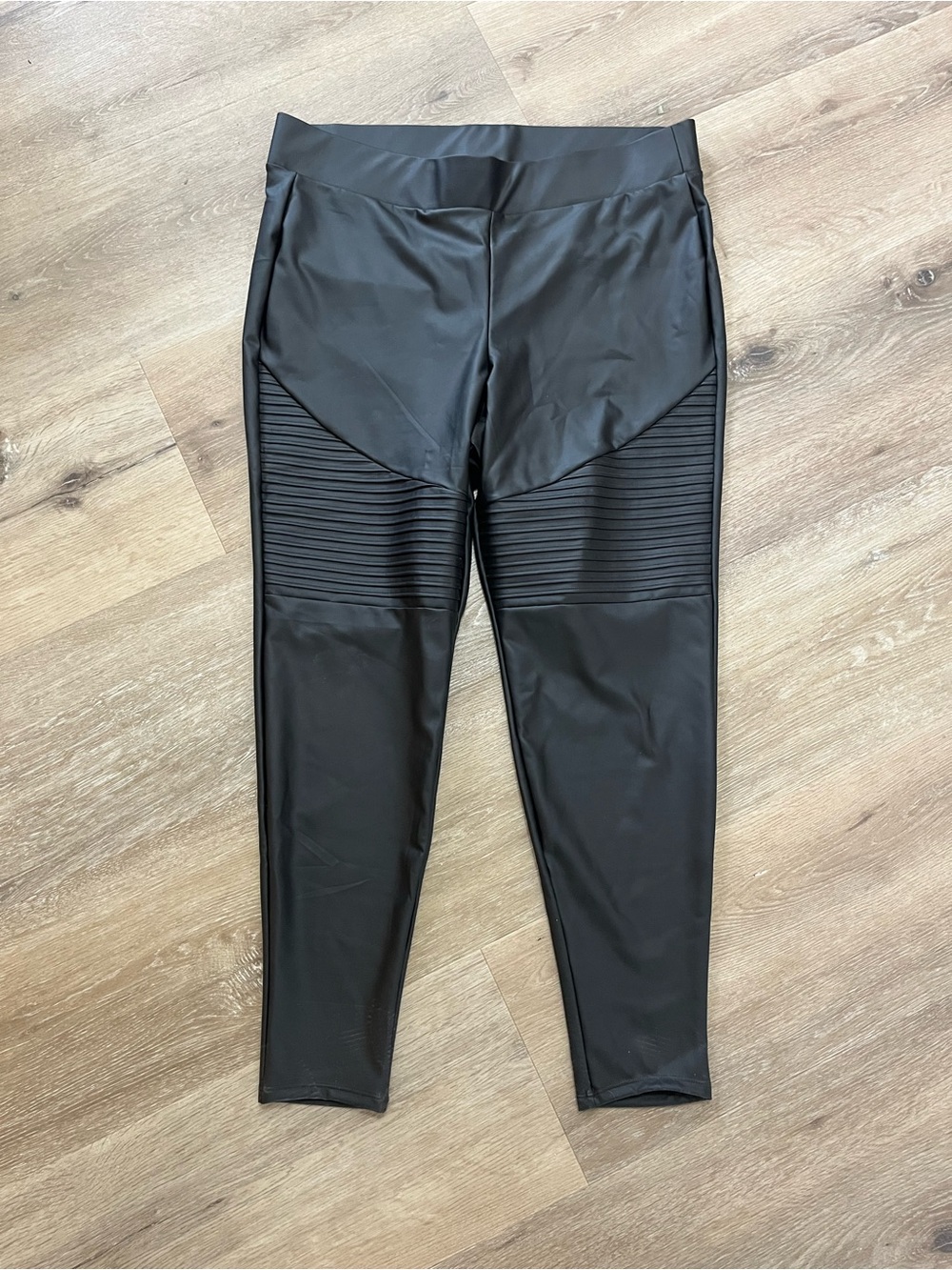 torrid Black Faux Leather Top Stitch Leggings
